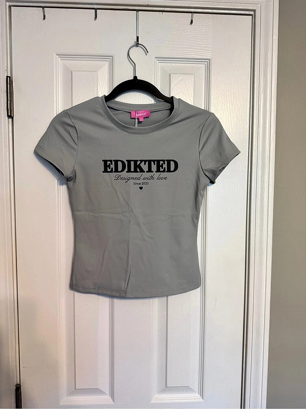 edikted With Love T Shirt Graphic Tee Gray Medium